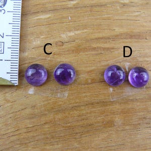 Small Amethyst Cabochon Pairs (Set of 2) || Round / Oval / Marquise image 3