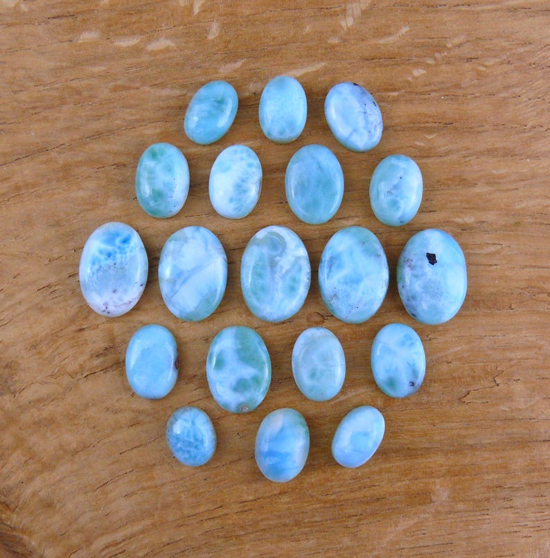 Małe kaboszony Larimar || Owalne || 18x13mm / 16x12mm / 15x11mm / 14x10mm / 12x10mm / 11x9mm zdjęcie 1