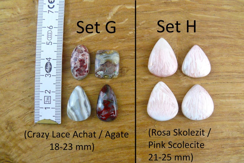 Gemstone Cabochons || Sets of 4 || Labradorite, Prehnite, Amethyst, Carnelian, Rutilated Quartz, Larimar, Apatite, Chrysoprase, Sunstone, Chrysocolla image 5