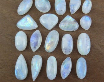 Small Rainbow Moonstone Cabochons / White Labradorite || Oval, Drop, Marquise, Square || Approx. 14-27 mm