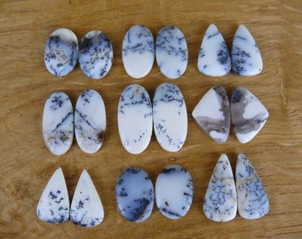 Dendriet opaal cabochons paren / mos opaal bijpassende paren || Ovaal, druppelvormig, vierkant, verschillende vormen