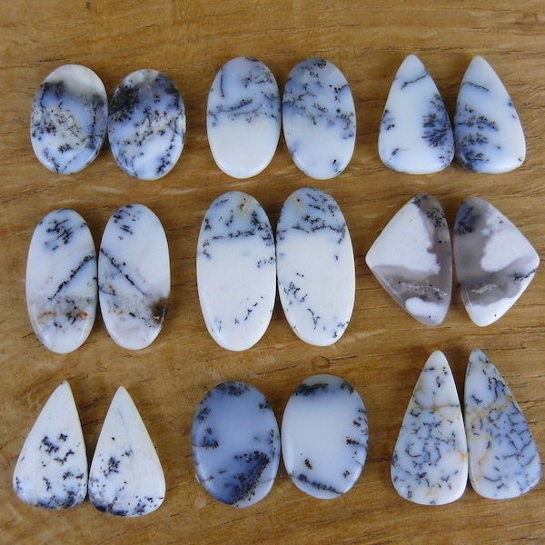 Dendrite opal cabochons pairs / moss opal matching pairs || Oval, Teardrop, Square, Different Shapes