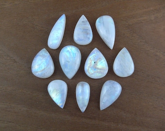 Rainbow Moonstone Cabochons / White Labradorite || Teardrop / Drop Shape / Pear Shape