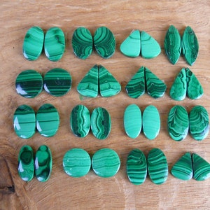 Small Malachite Cabochons / Pairs || Oval, Round, Marquise, Drop