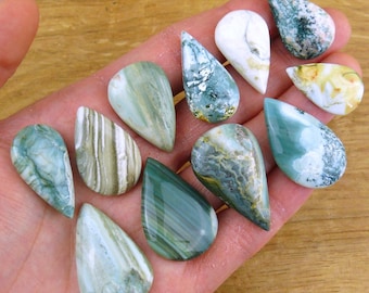 Saturn Chalcedony Cabochons || Teardrop / Pear Shape