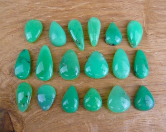 Chrysopras Cabochons || Tropfen / Teardrop / Birnen-Form