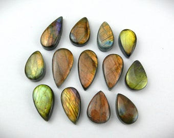 Goldener Labradorit Cabochons || Tropfen / Teardrop / Birnen-Form