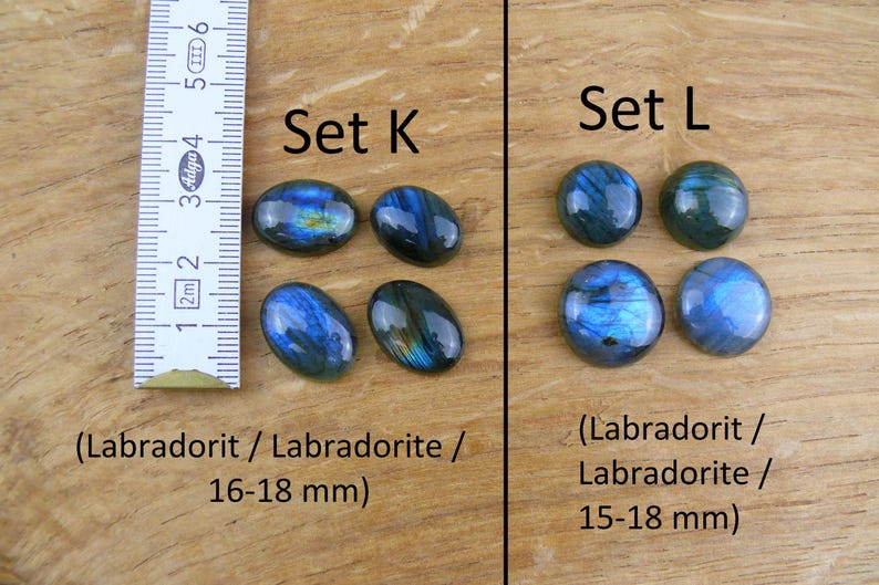 Gemstone Cabochons || Sets of 4 || Labradorite, Prehnite, Amethyst, Carnelian, Rutilated Quartz, Larimar, Apatite, Chrysoprase, Sunstone, Chrysocolla image 7