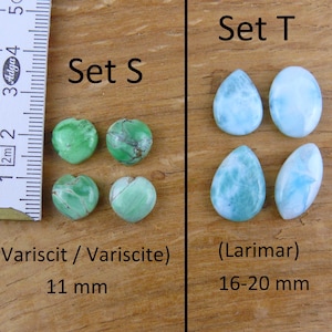 Gemstone Cabochons || Sets of 4 || Labradorite, Prehnite, Amethyst, Carnelian, Rutilated Quartz, Larimar, Apatite, Chrysoprase, Sunstone, Chrysocolla image 11