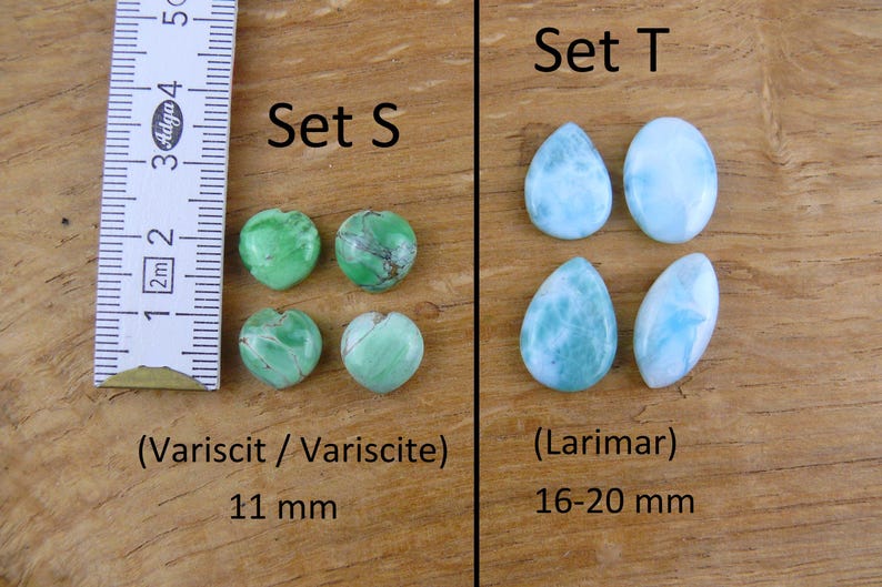 Gemstone Cabochons || Sets of 4 || Labradorite, Prehnite, Amethyst, Carnelian, Rutilated Quartz, Larimar, Apatite, Chrysoprase, Sunstone, Chrysocolla image 11