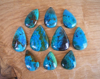 Shattuckite Azurite / Shattuckite Chrysocolla Cabochons || Teardrop / Drop Shape / Pear Shape