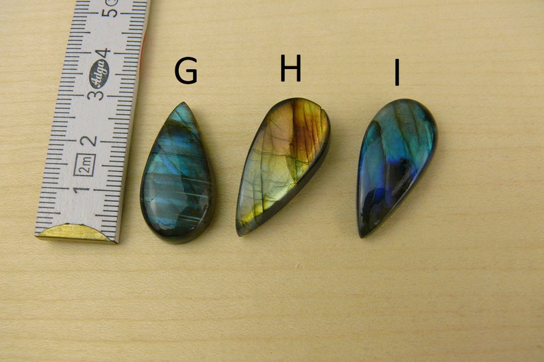 Labradorit Cabochons Edelsteine Tropfen-Form / Teardrop / Birnen-Form Bild 4