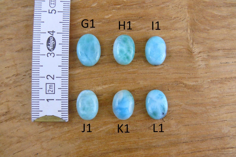 Małe kaboszony Larimar || Owalne || 18x13mm / 16x12mm / 15x11mm / 14x10mm / 12x10mm / 11x9mm zdjęcie 3
