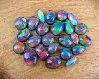 Aurora Opal Cabochons || Synthetischer Opal Tripletten || Oval / Tropfen / Rund / Viereckig / Marquise