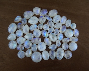 Pequeños Cabujones de Piedra Lunar Arco Iris / Labradorita Blanca || Ovaladas, redondas, gotas.