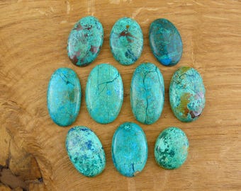 Chrysocolla Cabochons / Chrysocolla with Shattuckite || Oval