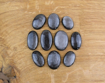 Silber Obsidian Cabochons || Oval