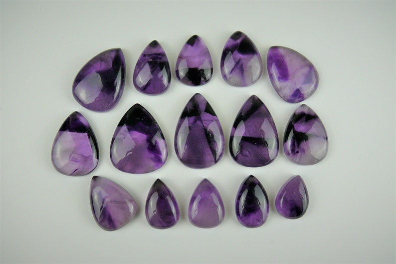 Amethyst Cabochons / Trapiche Amethyst Tropfen / Teardrop / Birnen-Form Bild 1