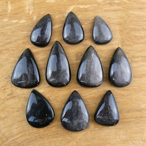 Cabochões de Obsidiana Prateada || Formato de Lágrima / Gota
