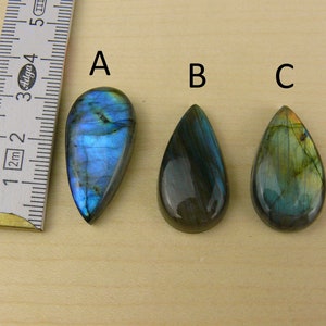 Labradorit Cabochons Edelsteine Tropfen-Form / Teardrop / Birnen-Form Bild 2