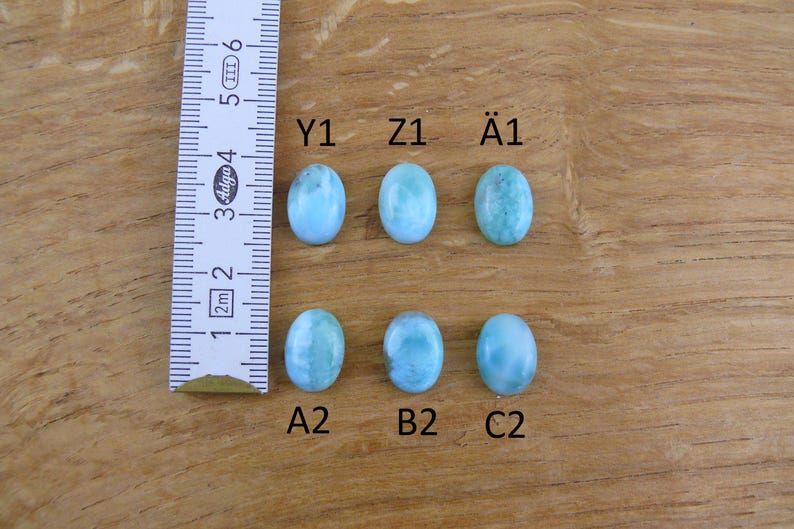 Małe kaboszony Larimar || Owalne || 18x13mm / 16x12mm / 15x11mm / 14x10mm / 12x10mm / 11x9mm zdjęcie 6
