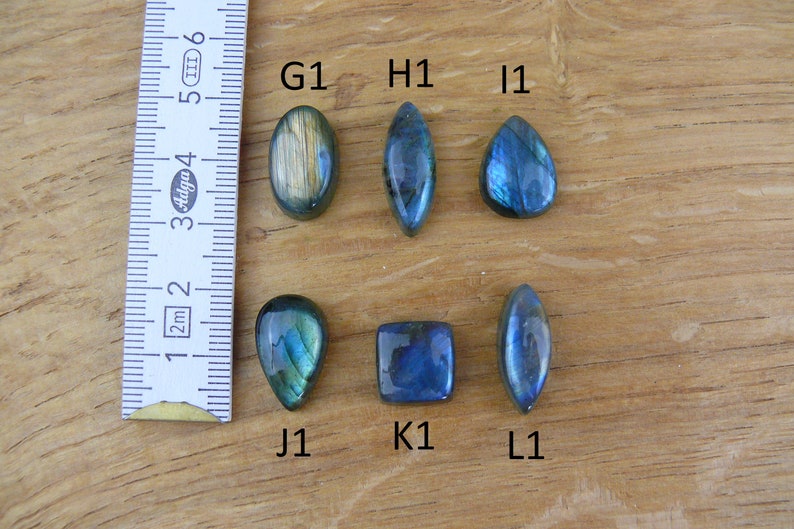 Petits cabochons labradorites Larme / Ovale / Carré / Marquise image 3