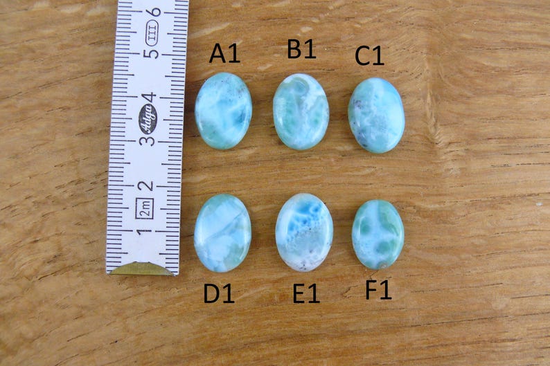 Małe kaboszony Larimar || Owalne || 18x13mm / 16x12mm / 15x11mm / 14x10mm / 12x10mm / 11x9mm zdjęcie 2