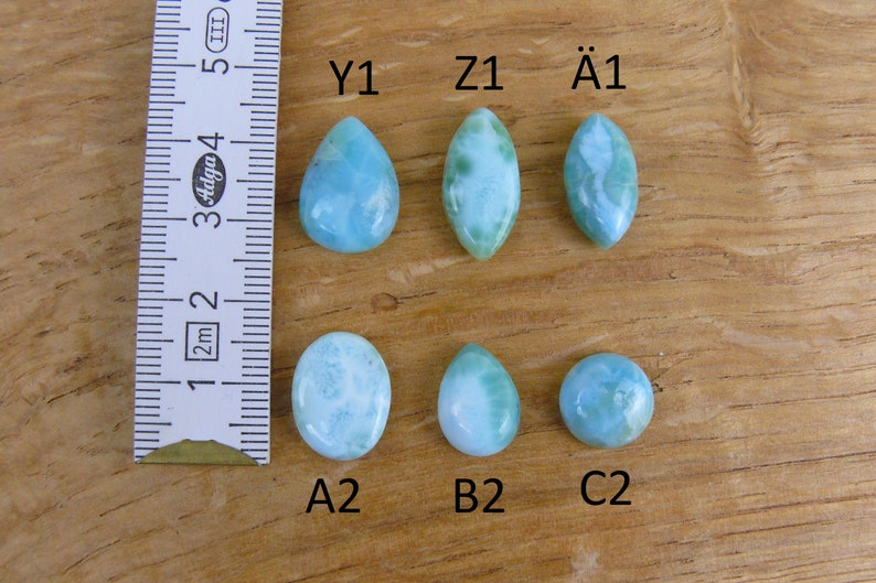 Kleine Larimar Cabochons / Larimar Edelsteine Oval, Tropfen/Teardrop, Marquise, Rund Bild 6