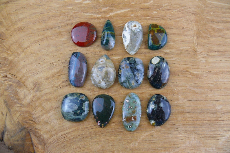 Kleine Ozean-Jaspis Cabochons / Ozean Jasper || Tropfen, Oval, Viereckig Bild 1