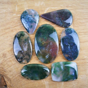 Moss Agate Cabochons || Oval / Teardrop / Square