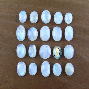 Kleine Regenbogen Mondstein Cabochons / Weißer Labradorit || Oval || ca. 13-20 mm