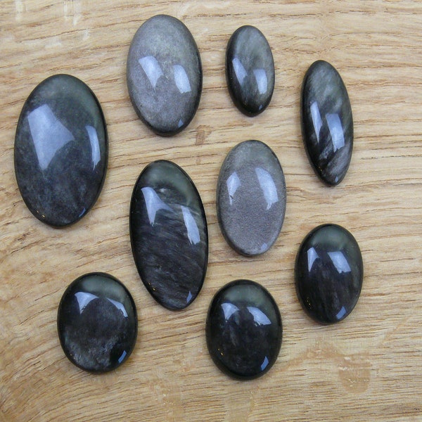 Cabochons d’obsidienne argentée || ovale