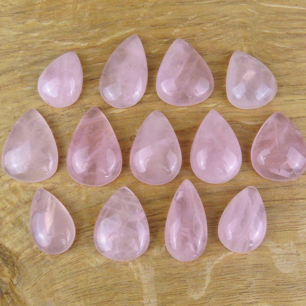 Cabochons en quartz rose || Forme de goutte / larme / poire