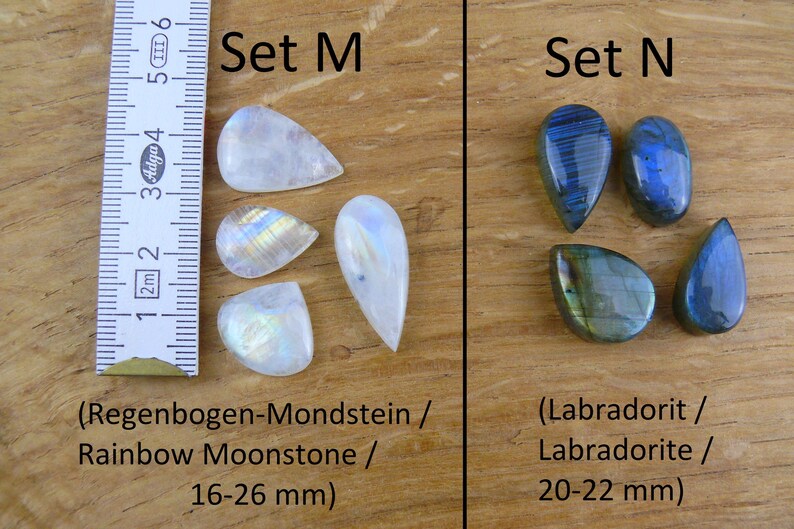 Gemstone Cabochons || Sets of 4 || Labradorite, Prehnite, Amethyst, Carnelian, Rutilated Quartz, Larimar, Apatite, Chrysoprase, Sunstone, Chrysocolla image 8