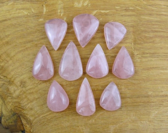 Rosenquarz Cabochons || Tropfen / Teardrop / Birnen-Form
