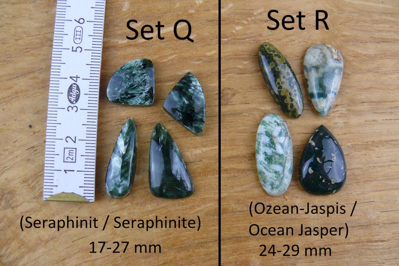 Gemstone Cabochons || Sets of 4 || Labradorite, Prehnite, Amethyst, Carnelian, Rutilated Quartz, Larimar, Apatite, Chrysoprase, Sunstone, Chrysocolla image 10