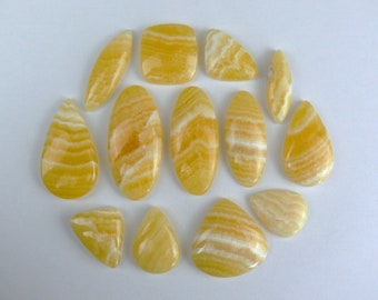 Gelber Calcit Cabochons || Tropfen / Oval / Viereckig / Marquise