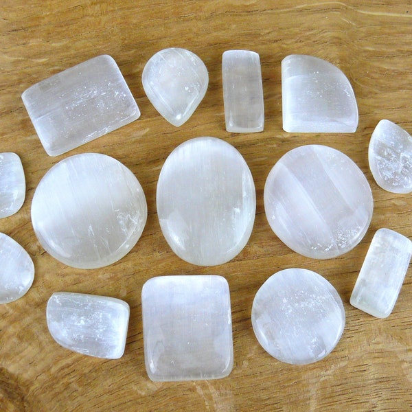 Selenit Cabochons || Rund, Viereckig, Tropfen, Oval, Andere Formen