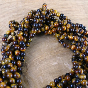 Tigerauge Perlen Strang || Rund || 4 / 6 / 8 mm