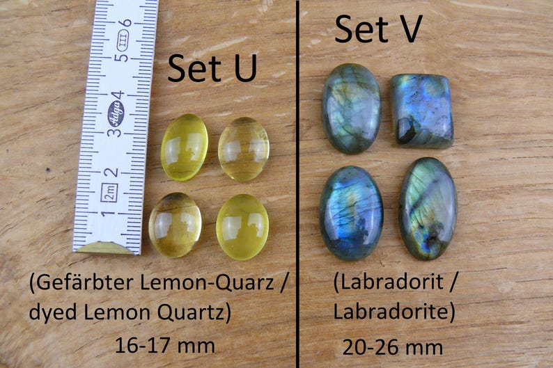 Gemstone Cabochons || Sets of 4 || Labradorite, Prehnite, Amethyst, Carnelian, Rutilated Quartz, Larimar, Apatite, Chrysoprase, Sunstone, Chrysocolla image 12
