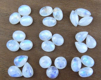 Small Rainbow Moonstones || Sets of 3 || Cabochons || approx. 8-16 mm