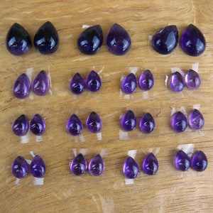 Kleine Amethyst Cabochons Paare / 2er-Sets Tropfen / Teardrop / Birnen-Form Bild 1