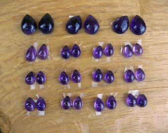 Kleine Amethyst Cabochons || Paare / 2er-Sets || Tropfen / Teardrop / Birnen-Form