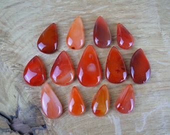 Cabochon Calcédoine Orange / Cornaline Orange || Goutte / Larme / Forme de poire