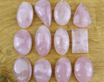 Cabochons de quartz rose || Ovale, goutte, carré || env. 20-41 mm