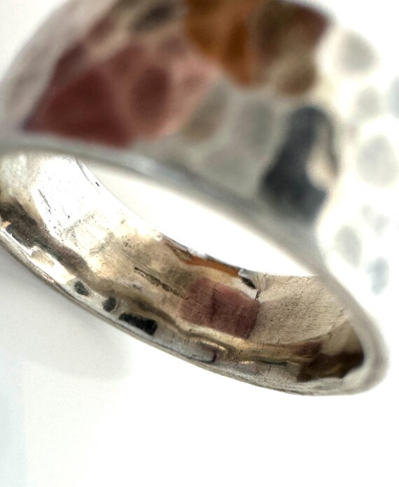 Solid Sterling Silver Hammered Effect Band Ring U… - image 5