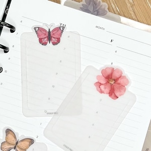 Page Markers | Vellum Paper Tabs | Floral Butterfly Planning Bookmark Set | Book Page Holder | Page Flag | Journaling Supplies | Modern Boho