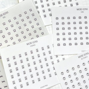 ASSORTED MICRO ICON Stickers | Minimalist Planner Stickers | Functional Labels | Bullet Journal | Celebration | Self Care | Finance | Chores
