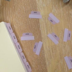 MICRO MONTH TAB Stickers | Frosted Vellum | Divider Tab Labels | Clear Planner Sticker Accessories | Monthly Sticky Page Marker