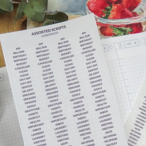 SORTIERTE SCRIPT STICKER Für Hobonichi Weeks | Minimale & Funktionale Planer Aufkleber | Planner Sticker designed für Hobo Cousin